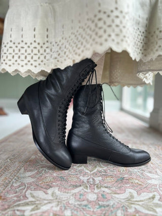 1910s Everyday Lace - up Boots - Black - Ruth - memery