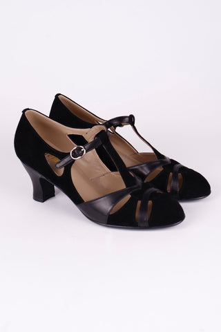 1930s evening shoe with T - strap - Black - Wilma - memery