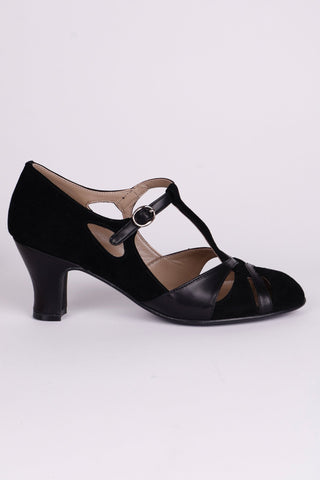 1930s evening shoe with T - strap - Black - Wilma - memery