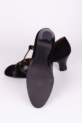 1930s evening shoe with T - strap - Black - Wilma - memery