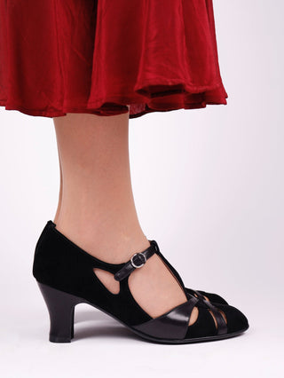 1930s evening shoe with T - strap - Black - Wilma - memery