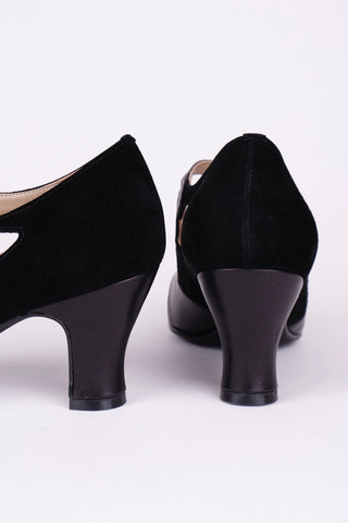 1930s evening shoe with T - strap - Black - Wilma - memery