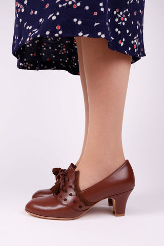 1930s everyday Oxford heels with tassels - Brown - Mildred - memery