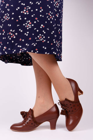 1930s everyday Oxford heels with tassels - Brown - Mildred - memery