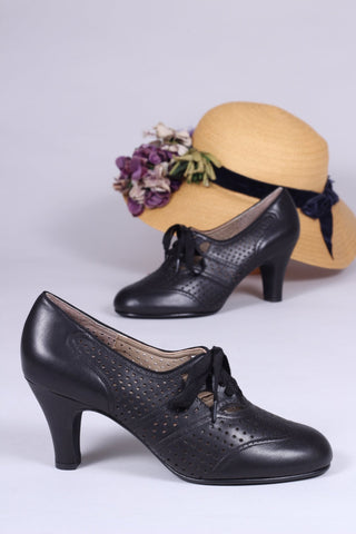1930s everyday oxford high heel shoes, black, Marie - memery