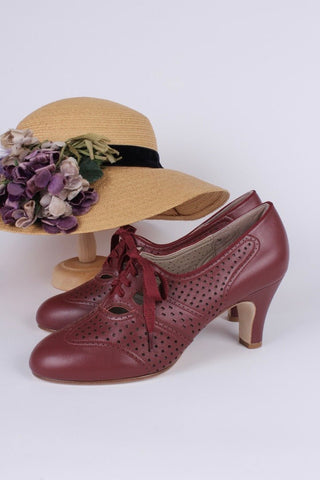 1930s everyday oxford high heel shoes - Brown Red - Marie - memery