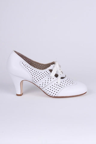 1930s everyday oxford high heel shoes - White - Marie - memery