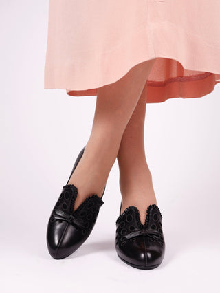 1930s pumps with decorations in suede - black - Stella - memery