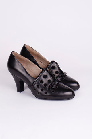 1930s pumps with decorations in suede - black - Stella - memery