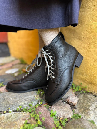 1930s/1940s Style Winter Snow Boots with Fur - Black - Rita - memery