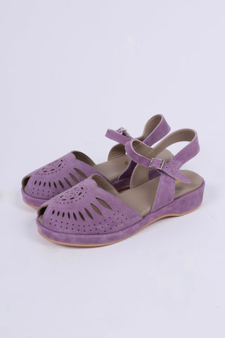 1940s / 50s style suede wedge - Lavender - Ella - memery