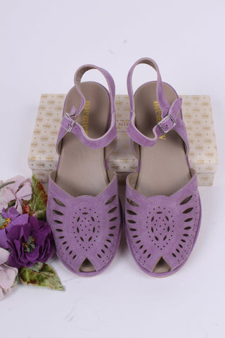 1940s / 50s style suede wedge - Lavender - Ella - memery