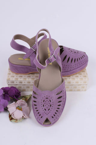1940s / 50s style suede wedge - Lavender - Ella - memery