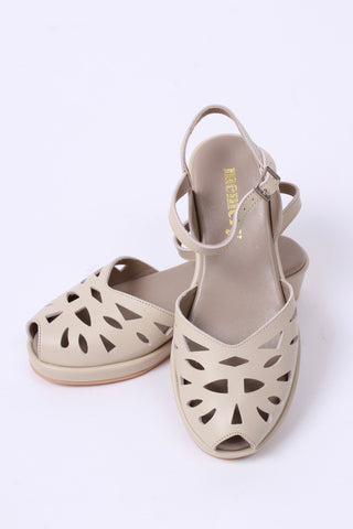 1940s / 50s style summer sandals / wedges - Cream - Sidse - memery