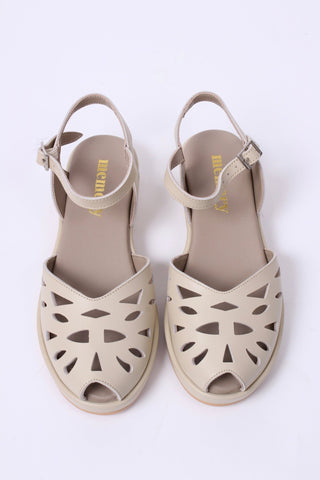1940s / 50s style summer sandals / wedges - Cream - Sidse - memery