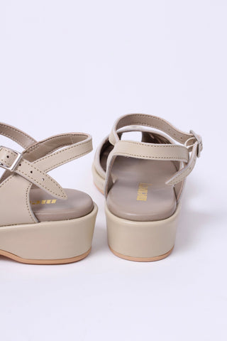 1940s / 50s style summer sandals / wedges - Cream - Sidse - memery