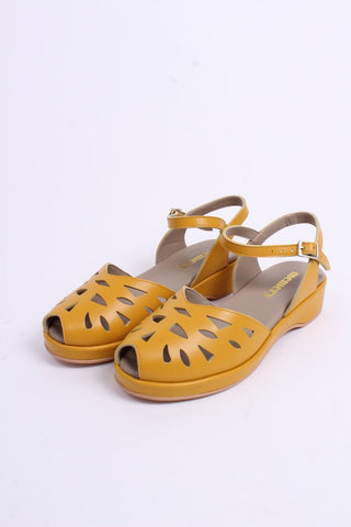 1940s / 50s style summer sandals / wedges - Mustard yellow - Sidse - memery