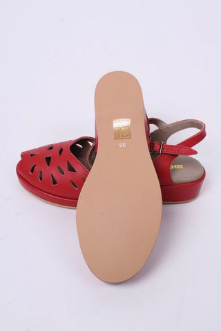 1940s / 50s style summer sandals / wedges - Red - Sidse - memery