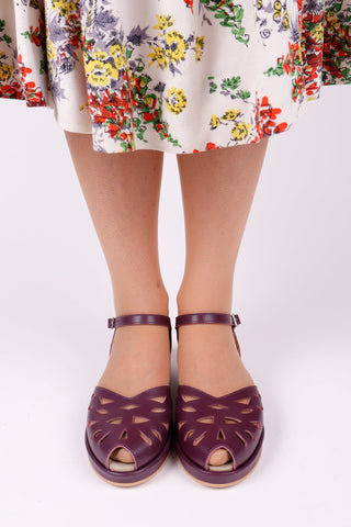 1940s / 50s summer wedge sandals - Plum - Sidse - memery