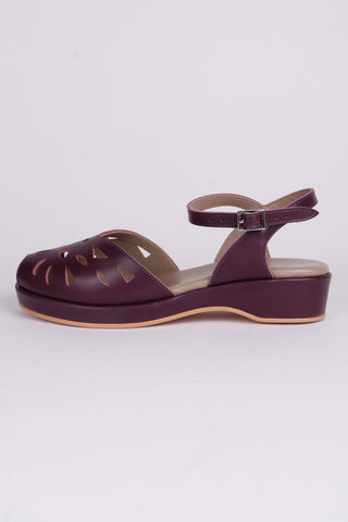 1940s / 50s summer wedge sandals - Plum - Sidse - memery