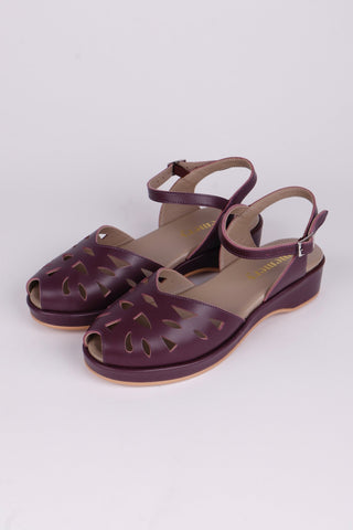1940s / 50s summer wedge sandals - Plum - Sidse - memery