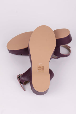 1940s / 50s summer wedge sandals - Plum - Sidse - memery