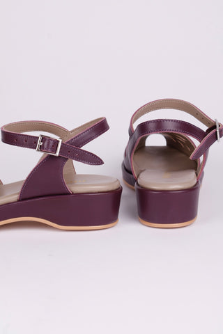 1940s / 50s summer wedge sandals - Plum - Sidse - memery