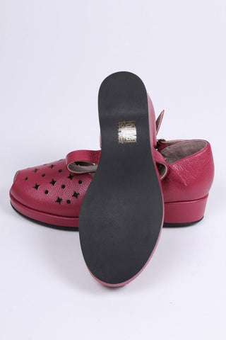 1940s style summer sandals / wedges - Burgundy - Norma - memery