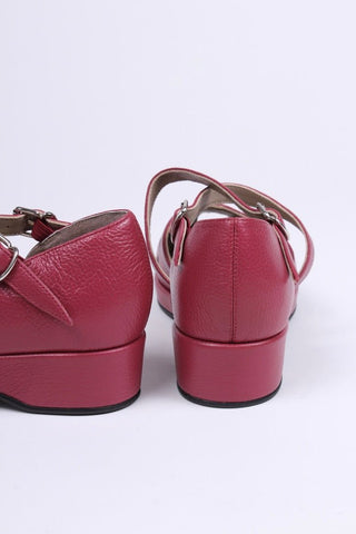 1940s style summer sandals / wedges - Burgundy - Norma - memery