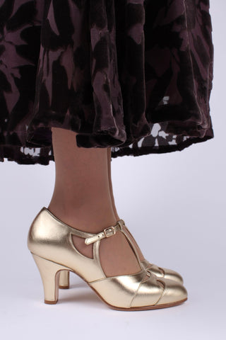20s / 30s Art Deco inspired evening sandals - Gold - Helen - memery