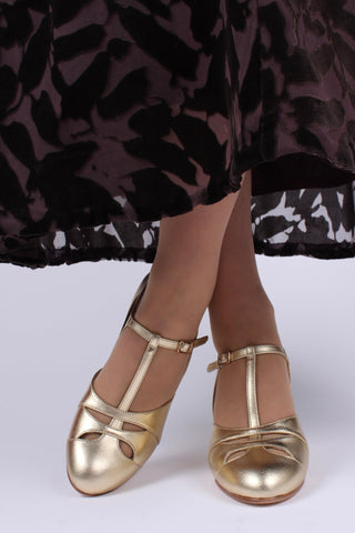 20s / 30s Art Deco inspired evening sandals - Gold - Helen - memery