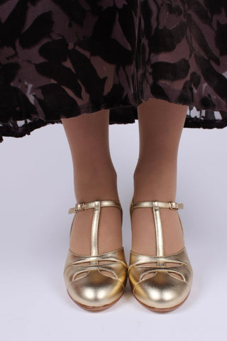 20s / 30s Art Deco inspired evening sandals - Gold - Helen - memery