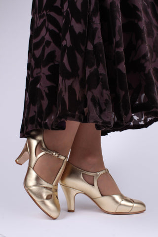 20s / 30s Art Deco inspired evening sandals - Gold - Helen - memery