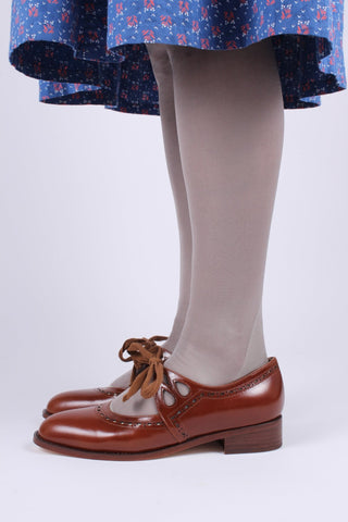 20s / early 30s inspired everyday shoes, cognac brown - Anna - memery