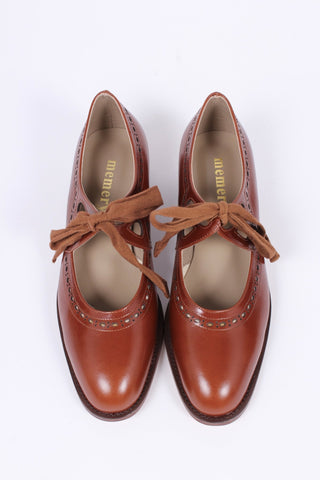 20s / early 30s inspired everyday shoes, cognac brown - Anna - memery