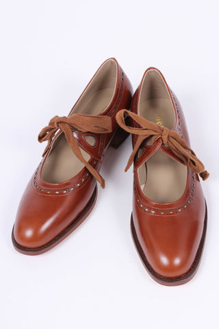 20s / early 30s inspired everyday shoes, cognac brown - Anna - memery