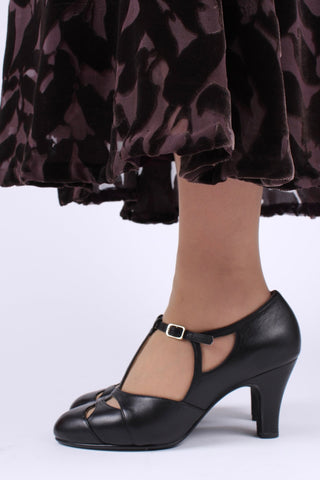 30s Art Deco inspired evening sandals - Black - Helen - memery