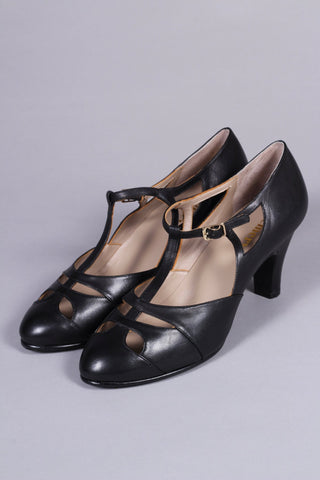 30s Art Deco inspired evening sandals - Black - Helen - memery