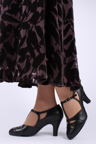 30s Art Deco inspired evening sandals - Black - Helen - memery