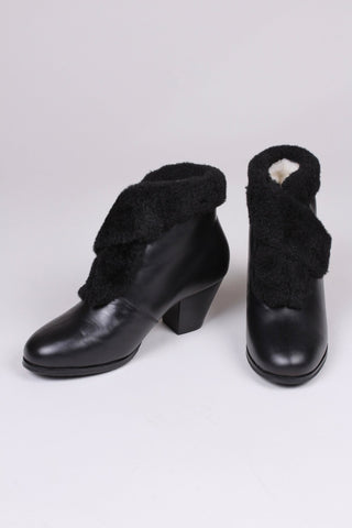 40s and 50s style pump booties with wool - Black - Maria - memery