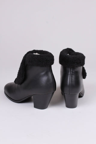 40s and 50s style pump booties with wool - Black - Maria - memery