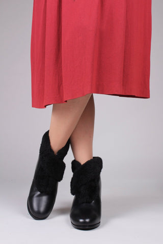 40s and 50s style pump booties with wool - Black - Maria - memery