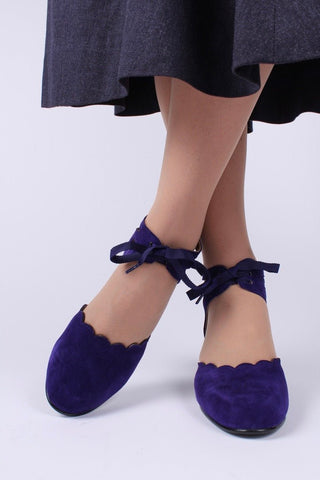 40's vintage style pumps in suede - Purple - Alma - memery