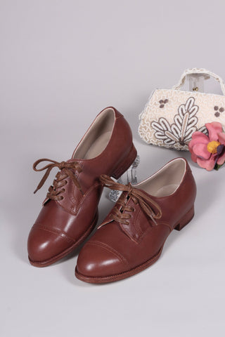 Everyday flat Derby shoes - 40s - Brown - Eleanor - memery