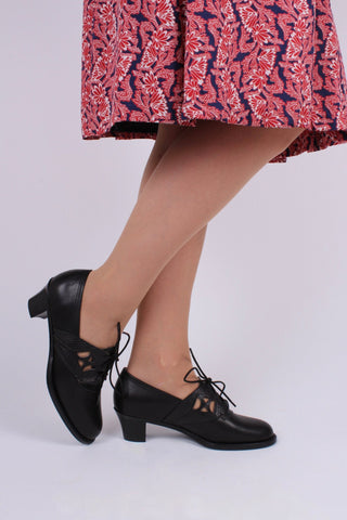 Everyday walking Oxford shoes 30s / 40s - Black - Emily - memery