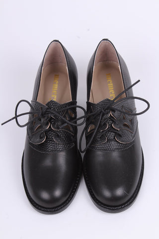 Everyday walking Oxford shoes 30s / 40s - Black - Emily - memery
