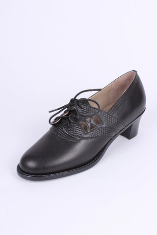Everyday walking Oxford shoes 30s / 40s - Black - Emily - memery