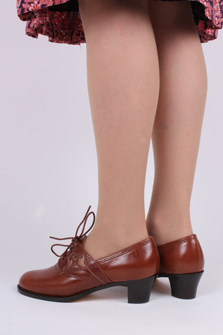 Everyday walking Oxford shoes 30s / 40s - Cognac Brown - Emily - memery