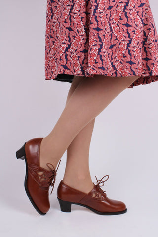 Everyday walking Oxford shoes 30s / 40s - Cognac Brown - Emily - memery