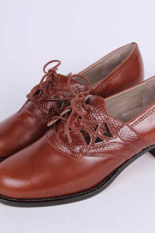 Everyday walking Oxford shoes 30s / 40s - Cognac Brown - Emily - memery